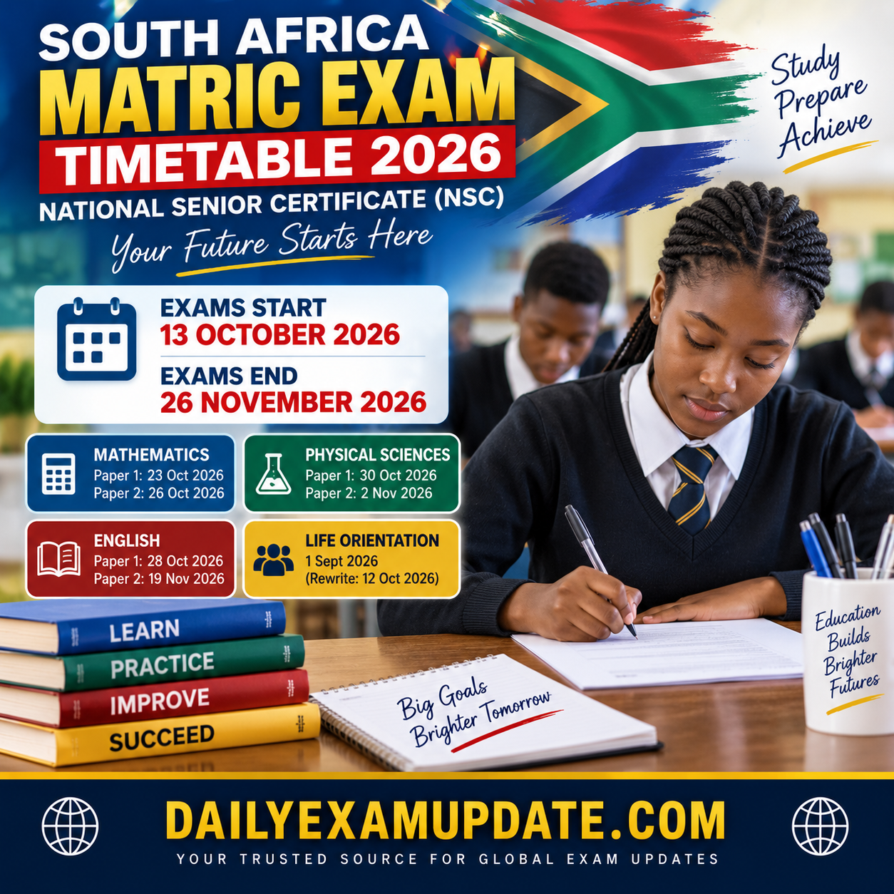 South Africa Matric Exam Timetable 2026 | NSC Final Exam Dates and Schedule